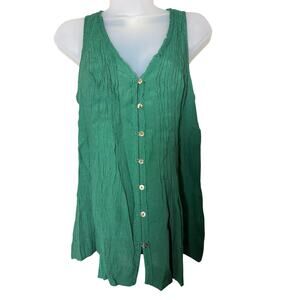 Maeve Anthropology emerald green pleated sleeveless blouse Size XS NWOT